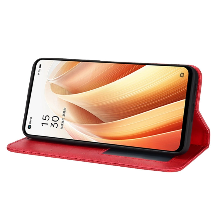 For OPPO Reno7 5G Magnetic Buckle Retro Texture Leather Phone Case