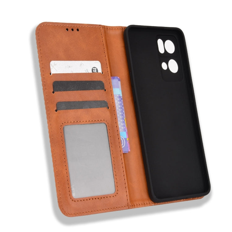 For OPPO Reno7 Pro 5G Magnetic Buckle Retro Texture Leather Phone Case