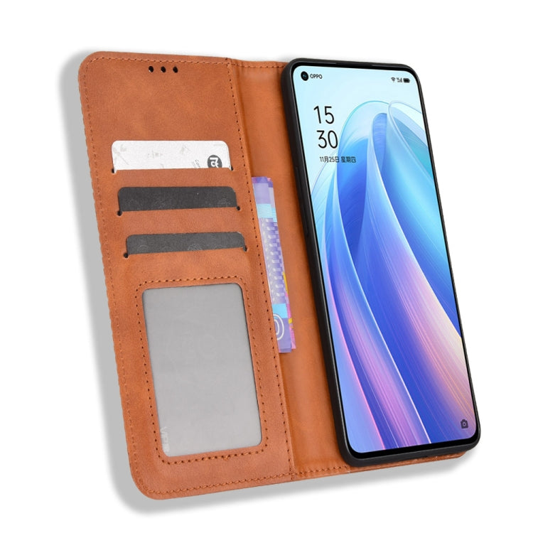 For OPPO Reno7 Pro 5G Magnetic Buckle Retro Texture Leather Phone Case