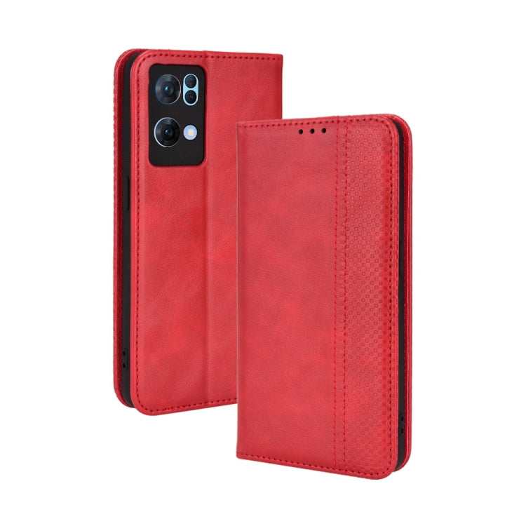 For OPPO Reno7 Pro 5G Magnetic Buckle Retro Texture Leather Phone Case