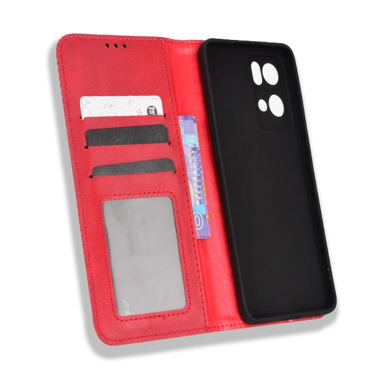 For OPPO Reno7 Pro 5G Magnetic Buckle Retro Texture Leather Phone Case