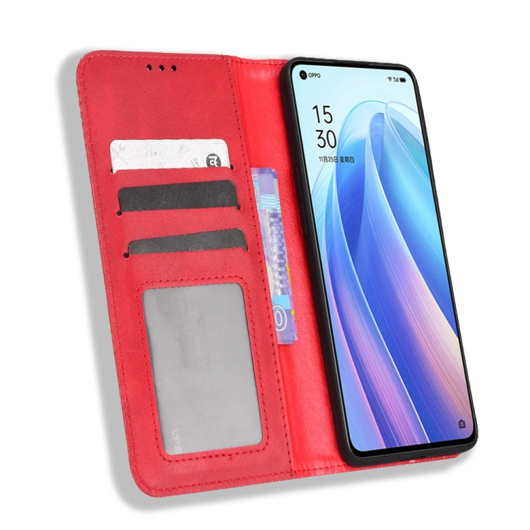 For OPPO Reno7 Pro 5G Magnetic Buckle Retro Texture Leather Phone Case