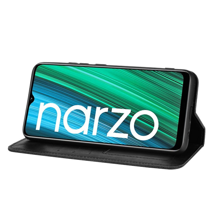 For OPPO Realme Narzo 50A Magnetic Buckle Retro Texture Leather Phone Case