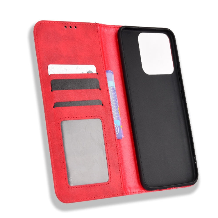 For OPPO Realme Narzo 50A Magnetic Buckle Retro Texture Leather Phone Case