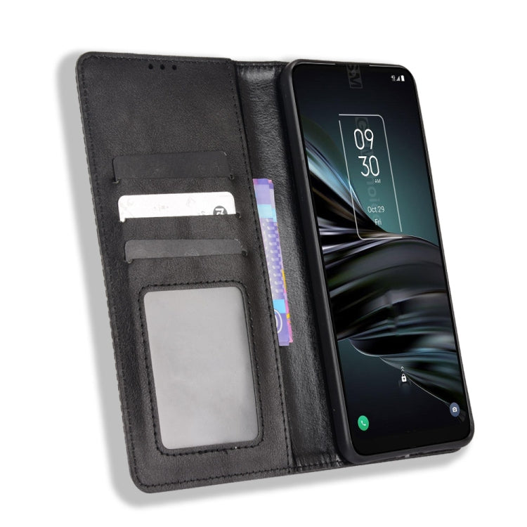 For TCL 20 XE Magnetic Buckle Retro Texture Leather Phone Case