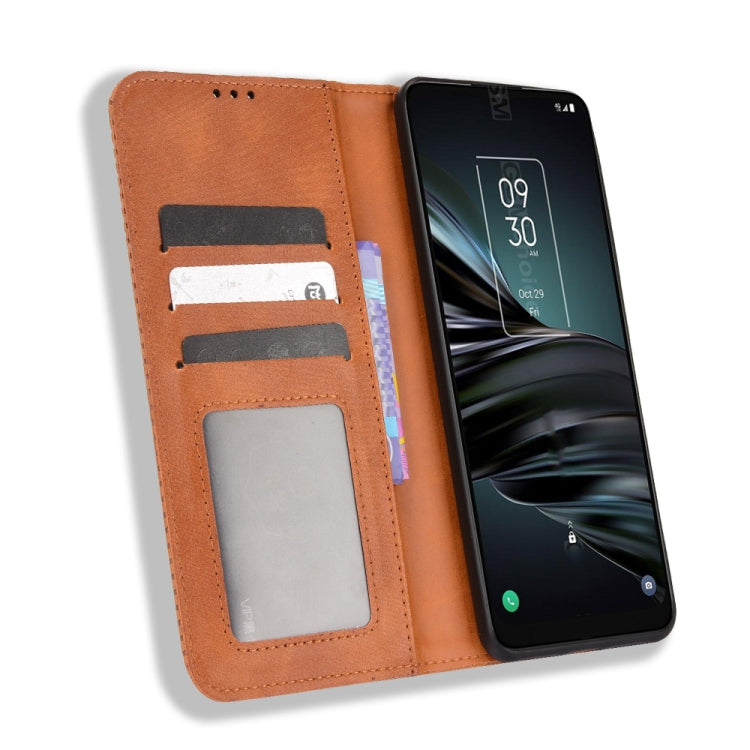 For TCL 20 XE Magnetic Buckle Retro Texture Leather Phone Case