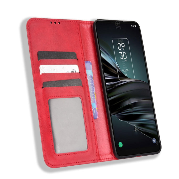 For TCL 20 XE Magnetic Buckle Retro Texture Leather Phone Case