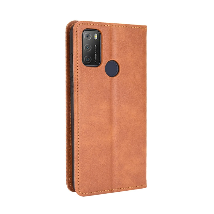For TCL 20Y Magnetic Buckle Retro Texture Leather Phone Case
