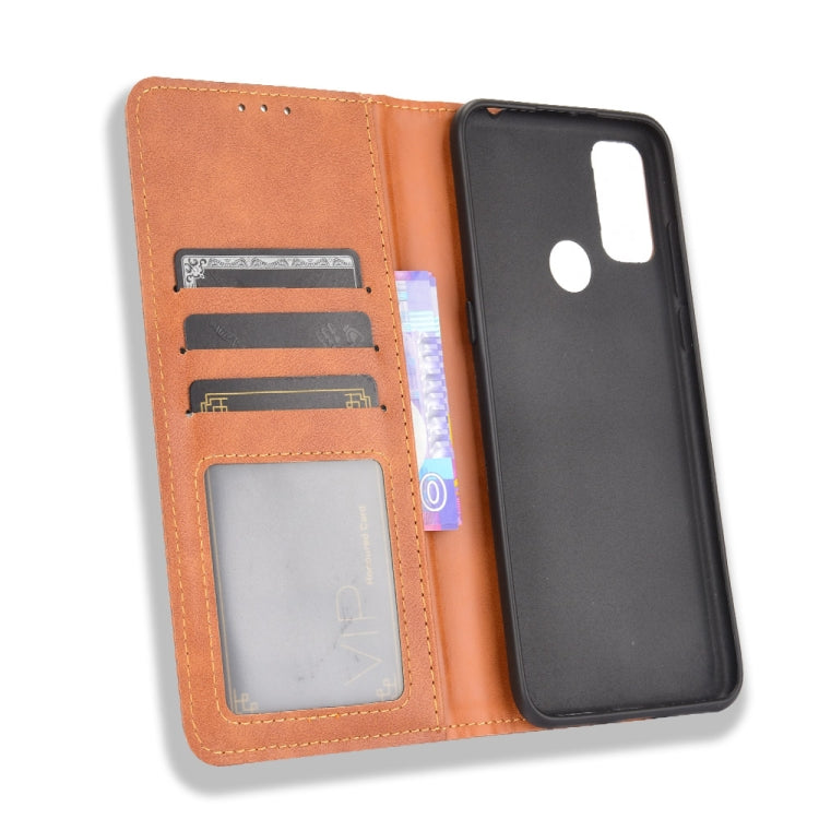 For TCL 20Y Magnetic Buckle Retro Texture Leather Phone Case