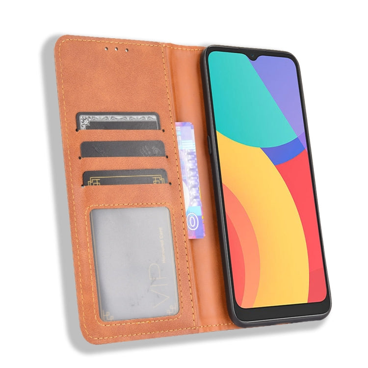 For TCL 20Y Magnetic Buckle Retro Texture Leather Phone Case