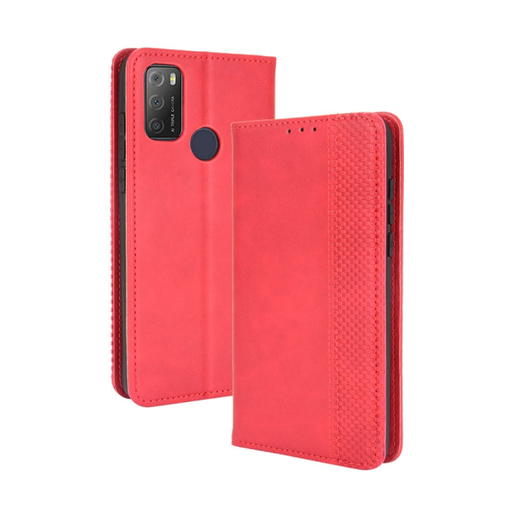 For TCL 20Y Magnetic Buckle Retro Texture Leather Phone Case