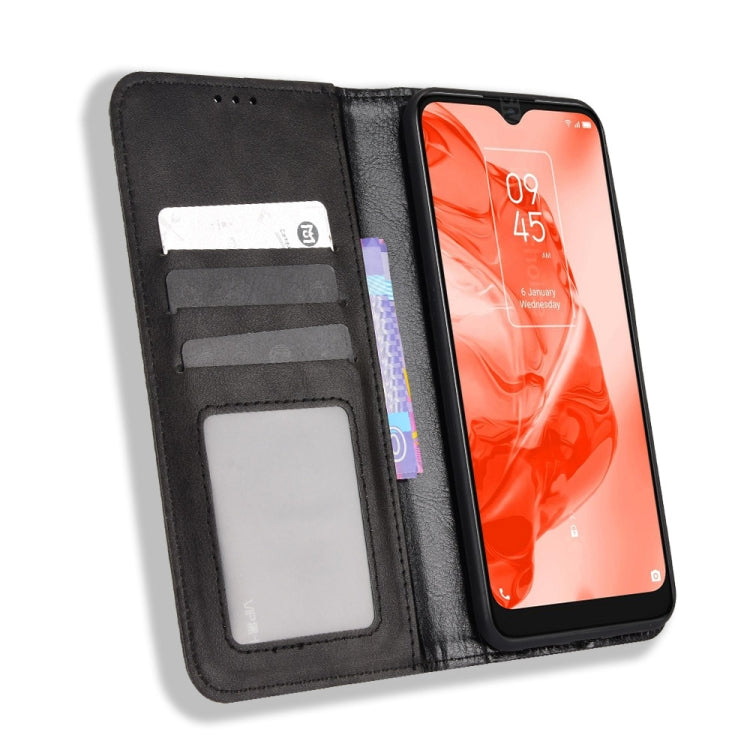 For TCL 205 Magnetic Buckle Retro Texture Leather Phone Case