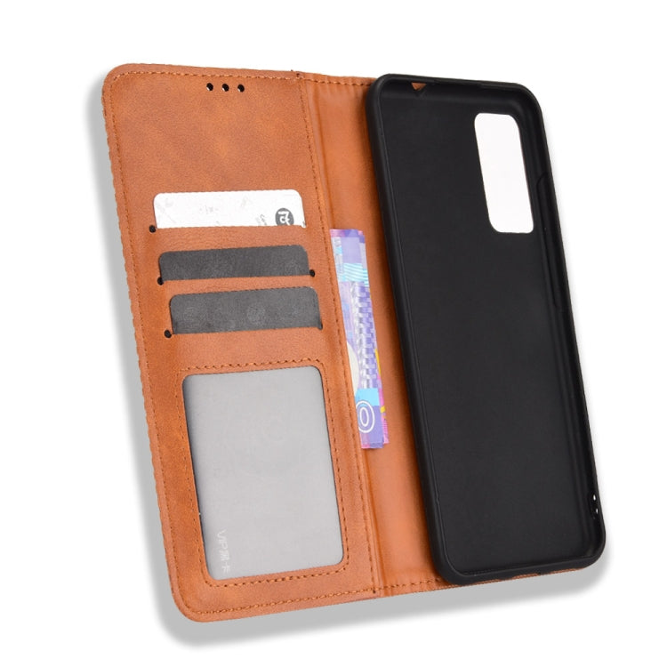 For TCL 205 Magnetic Buckle Retro Texture Leather Phone Case
