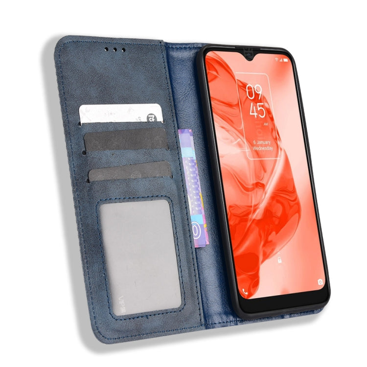 For TCL 205 Magnetic Buckle Retro Texture Leather Phone Case
