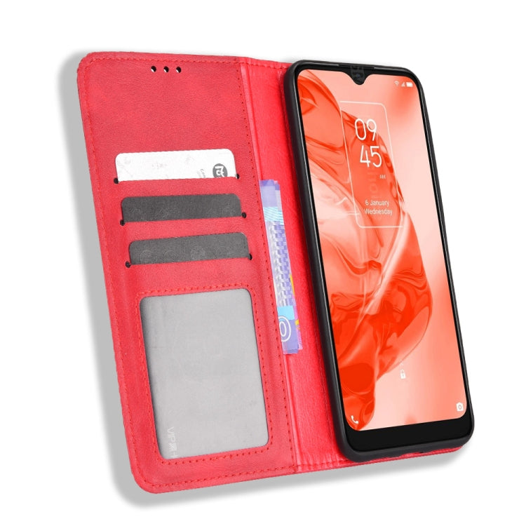 For TCL 205 Magnetic Buckle Retro Texture Leather Phone Case