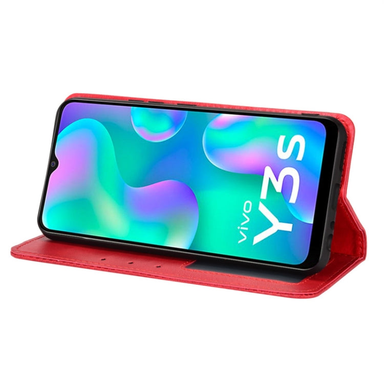 For vivo Y3s 2021 Magnetic Buckle Retro Texture Leather Phone Case