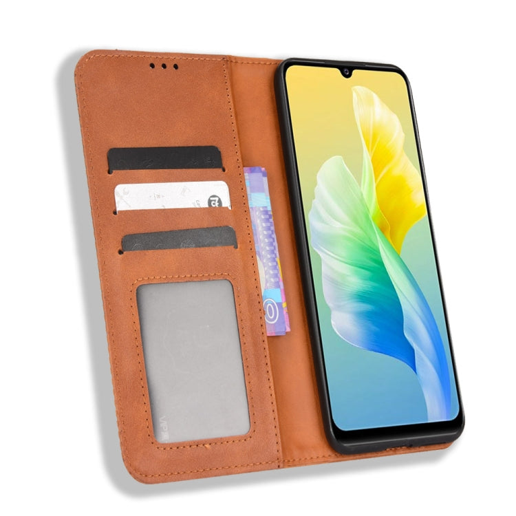 For vivo S10e / V23e 4G / 5G Magnetic Buckle Retro Texture Leather Phone Case