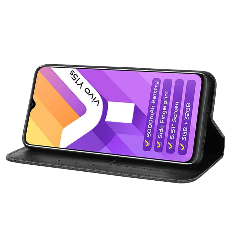For vivo Y15s 2021 / Y15a Magnetic Buckle Retro Texture Leather Phone Case