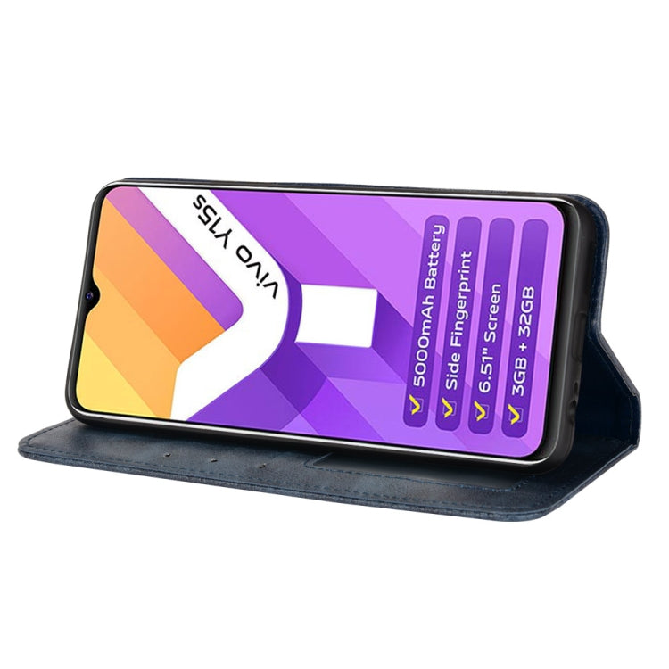 For vivo Y15s 2021 / Y15a Magnetic Buckle Retro Texture Leather Phone Case