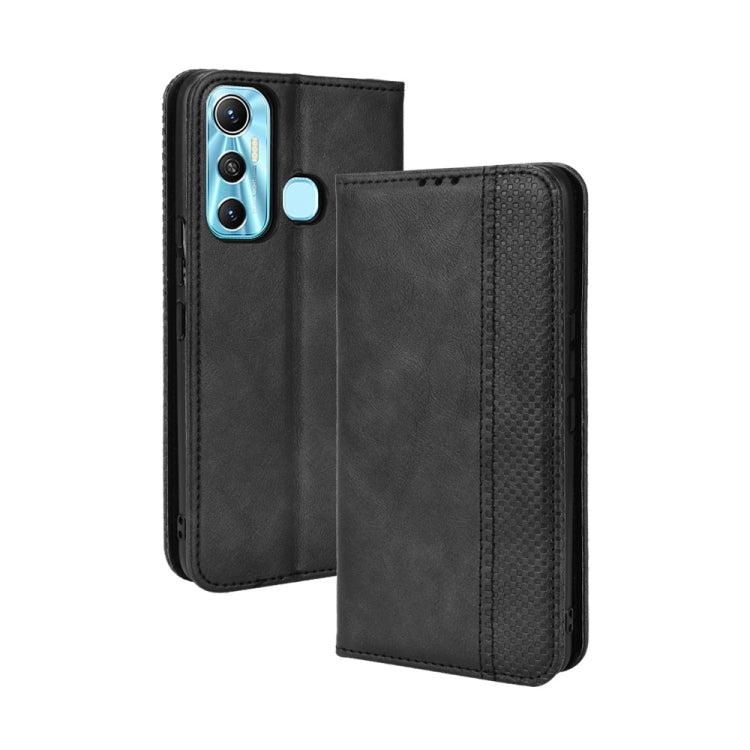 For Infinix Hot 11 Magnetic Buckle Retro Texture Leather Phone Case