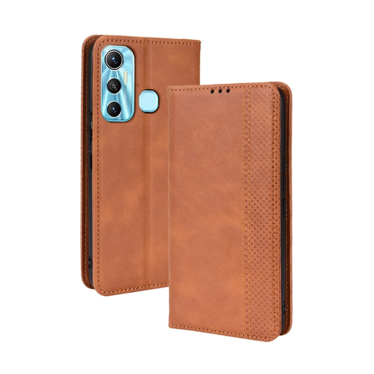 For Infinix Hot 11 Magnetic Buckle Retro Texture Leather Phone Case