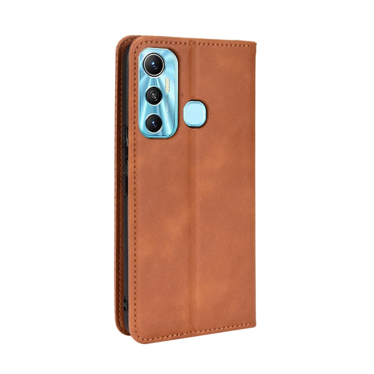 For Infinix Hot 11 Magnetic Buckle Retro Texture Leather Phone Case