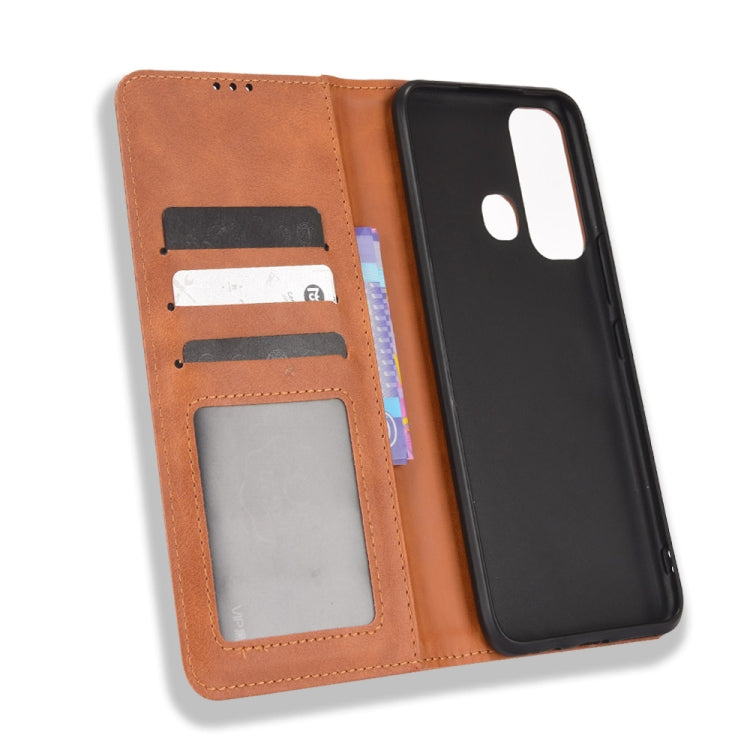 For Infinix Hot 11 Magnetic Buckle Retro Texture Leather Phone Case