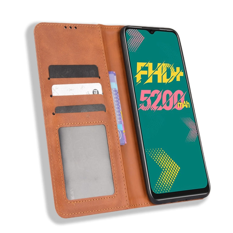 For Infinix Hot 11 Magnetic Buckle Retro Texture Leather Phone Case