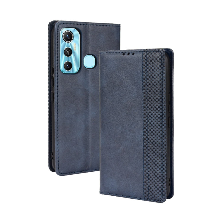 For Infinix Hot 11 Magnetic Buckle Retro Texture Leather Phone Case