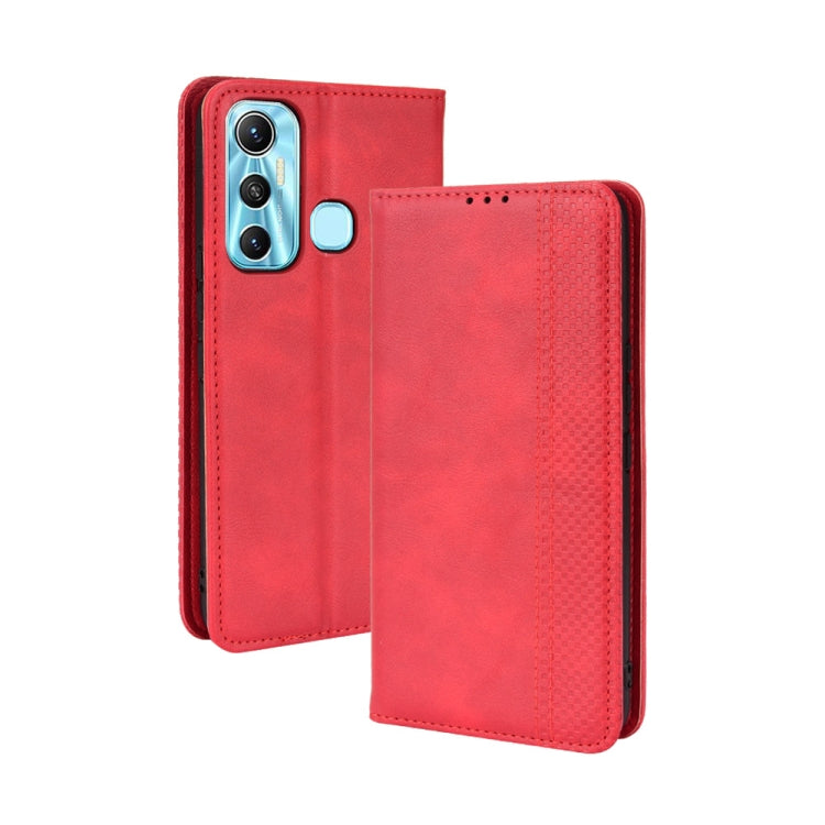 For Infinix Hot 11 Magnetic Buckle Retro Texture Leather Phone Case