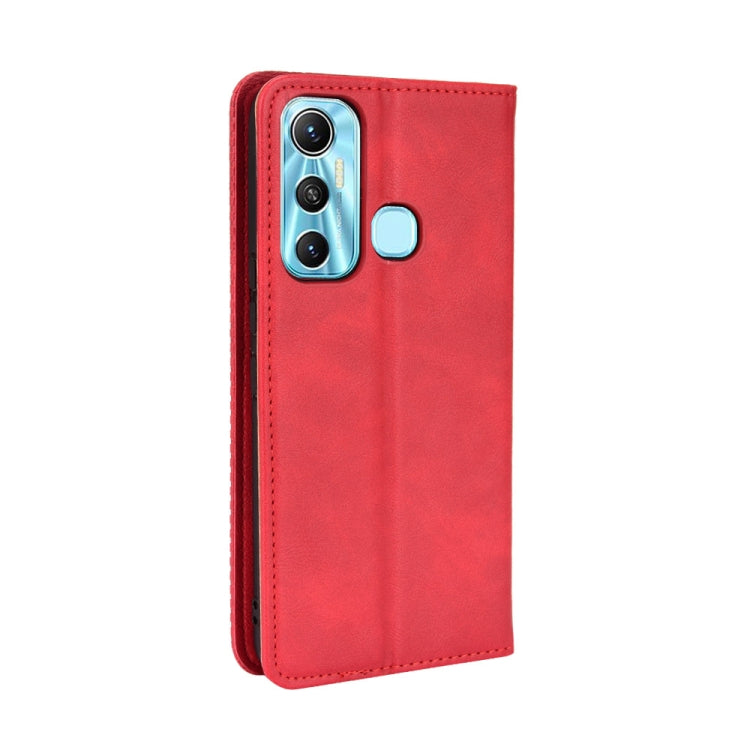 For Infinix Hot 11 Magnetic Buckle Retro Texture Leather Phone Case