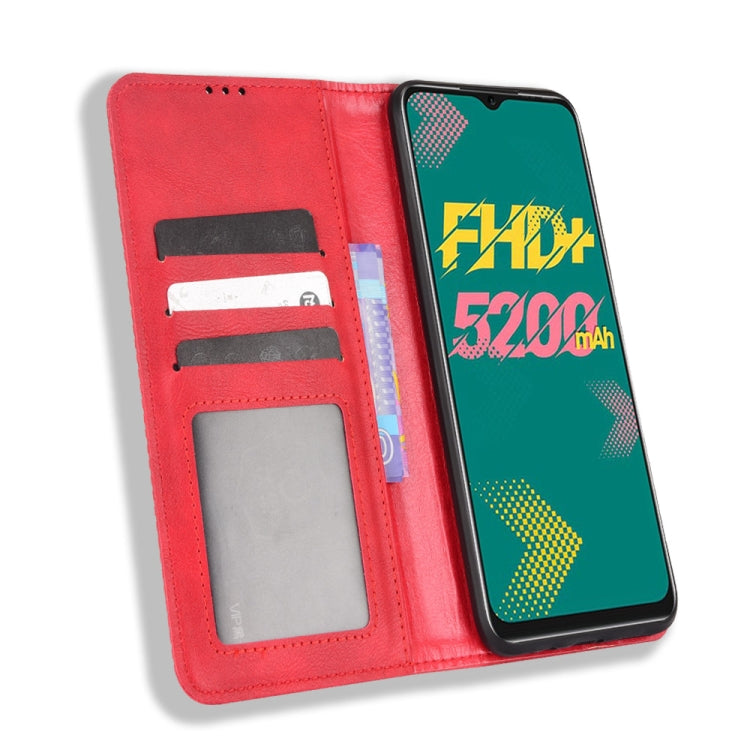 For Infinix Hot 11 Magnetic Buckle Retro Texture Leather Phone Case