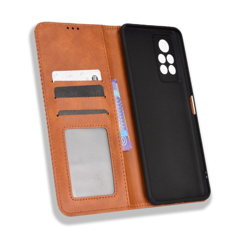 For Infinix Note 11 Pro Magnetic Buckle Retro Texture Leather Phone Case