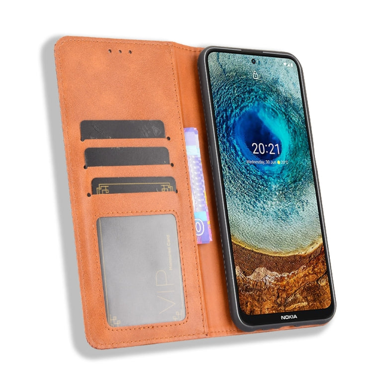 For Nokia X100 / X10 / X20 Magnetic Buckle Retro Texture Leather Phone Case