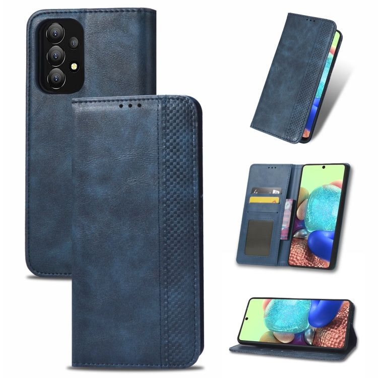 For Samsung Galaxy A73 5G Magnetic Buckle Retro Texture Leather Phone Case