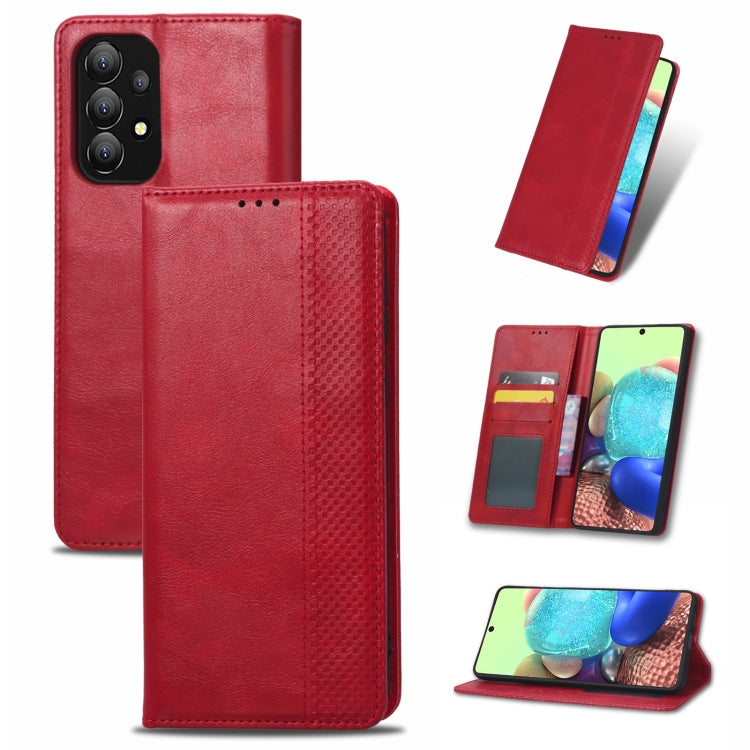For Samsung Galaxy A73 5G Magnetic Buckle Retro Texture Leather Phone Case