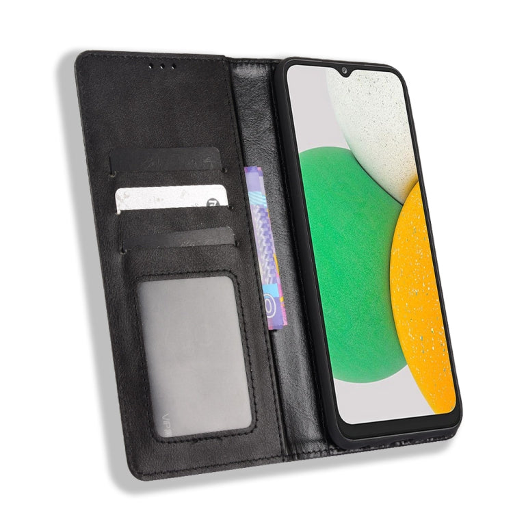 For Samsung Galaxy A03 Core Magnetic Buckle Retro Texture Leather Phone Case