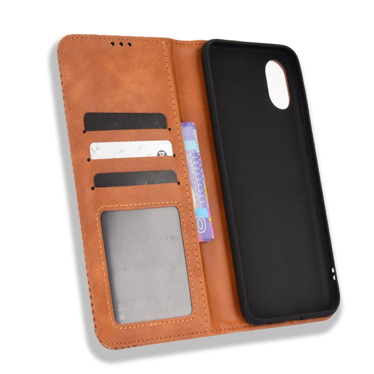 For Samsung Galaxy A03 Core Magnetic Buckle Retro Texture Leather Phone Case