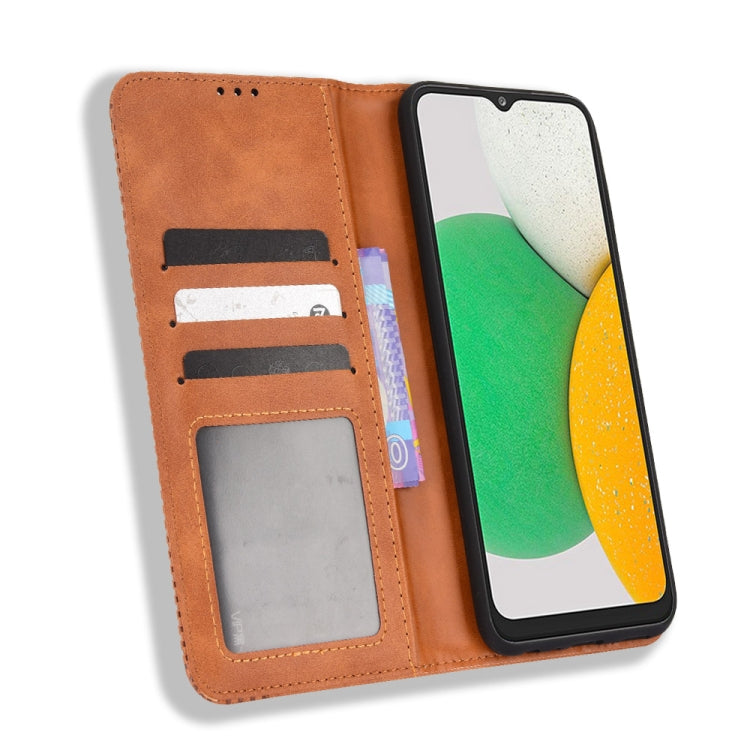 For Samsung Galaxy A03 Core Magnetic Buckle Retro Texture Leather Phone Case