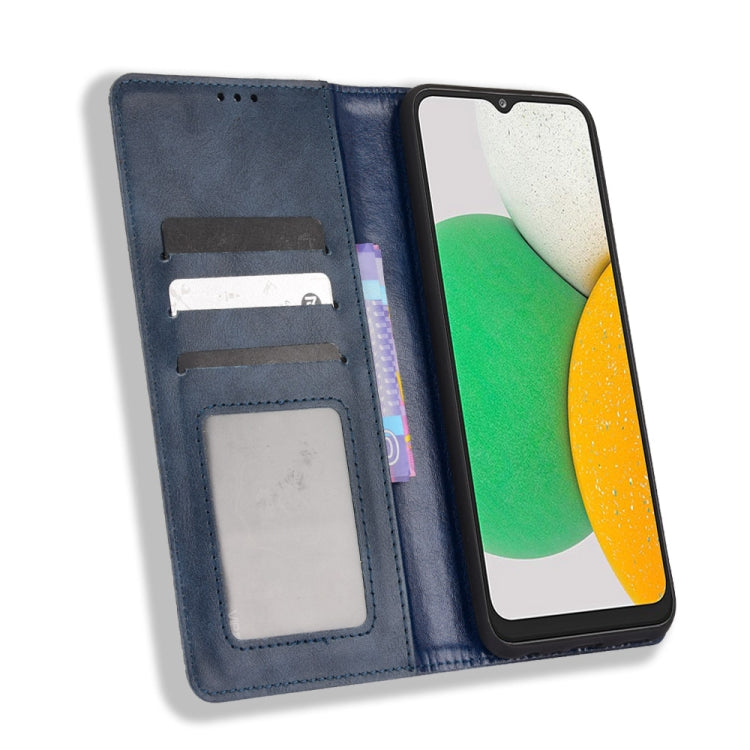 For Samsung Galaxy A03 Core Magnetic Buckle Retro Texture Leather Phone Case