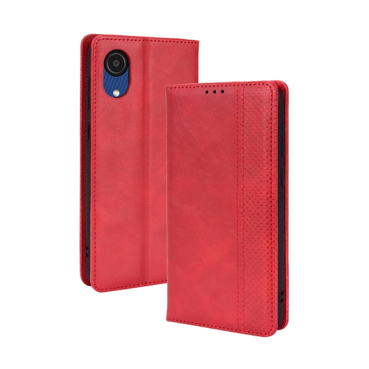 For Samsung Galaxy A03 Core Magnetic Buckle Retro Texture Leather Phone Case