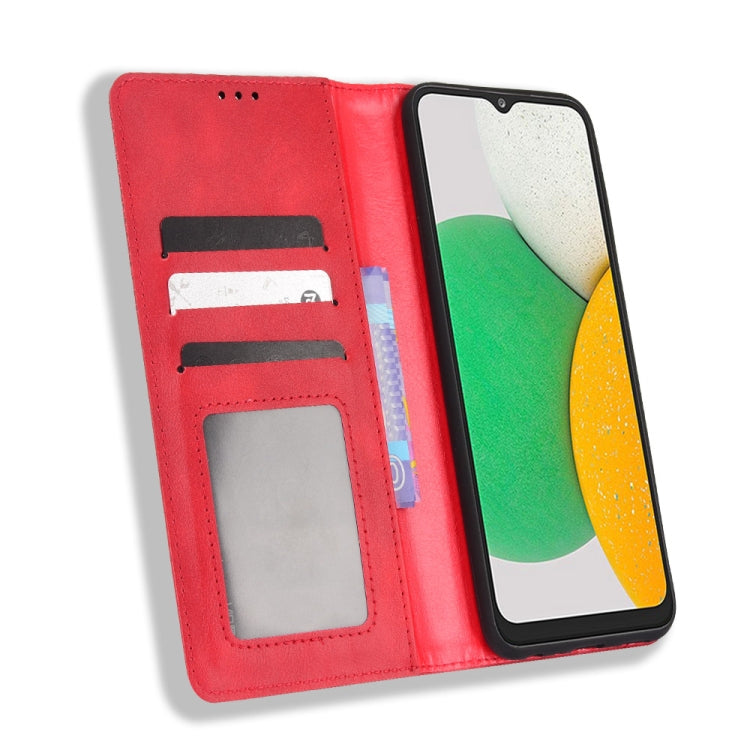 For Samsung Galaxy A03 Core Magnetic Buckle Retro Texture Leather Phone Case