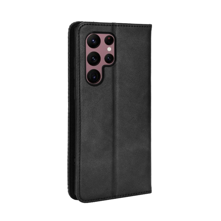 For Samsung Galaxy S22 Ultra 5G Magnetic Buckle Retro Texture Leather Phone Case
