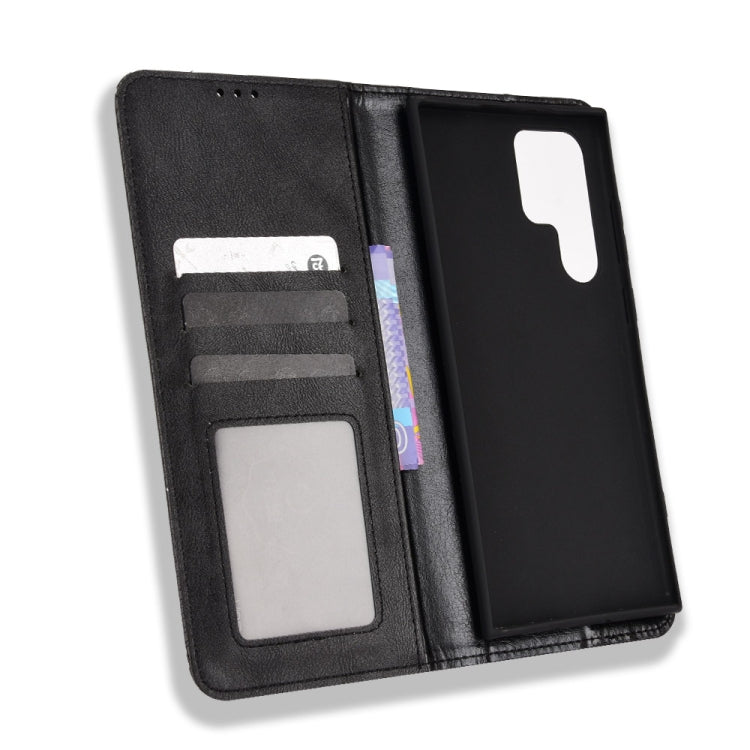 For Samsung Galaxy S22 Ultra 5G Magnetic Buckle Retro Texture Leather Phone Case