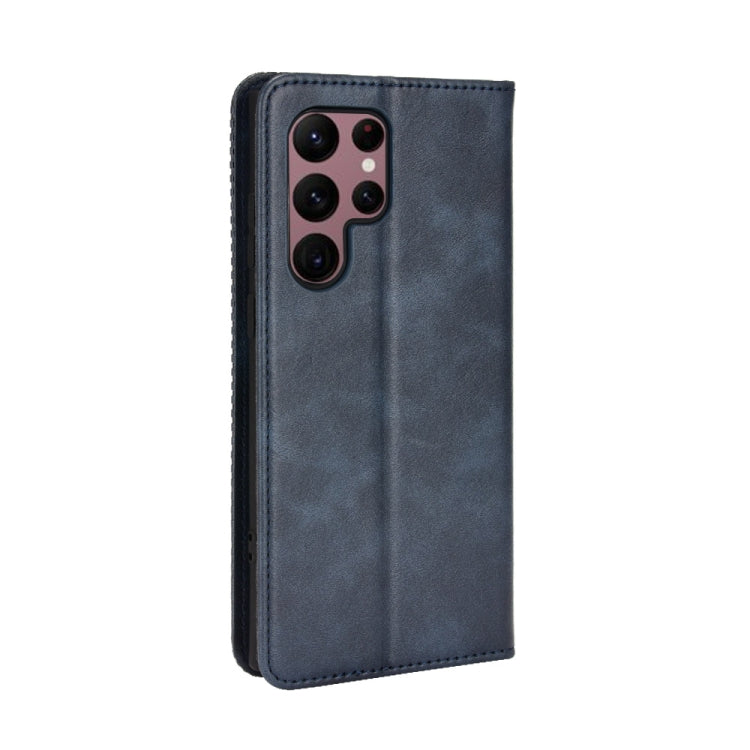 For Samsung Galaxy S22 Ultra 5G Magnetic Buckle Retro Texture Leather Phone Case