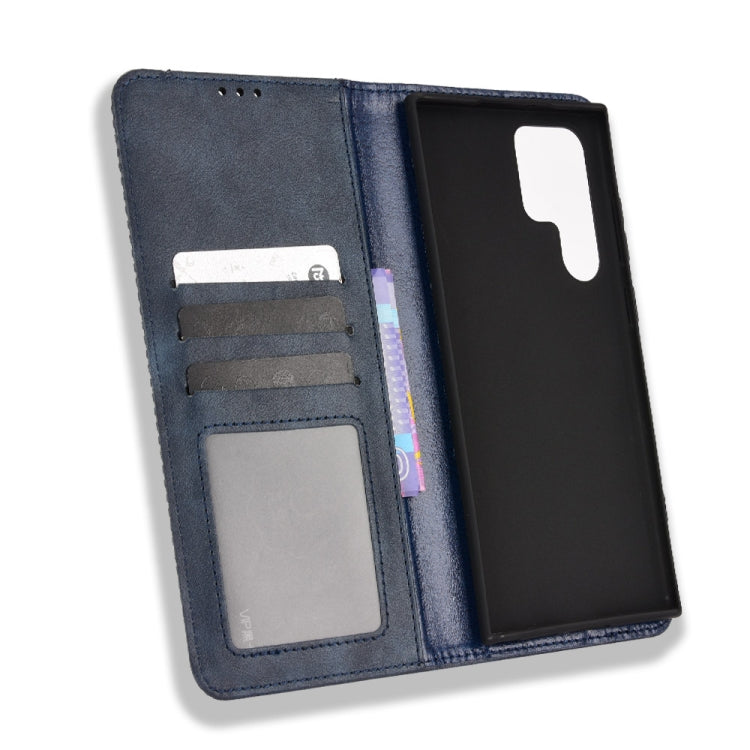 For Samsung Galaxy S22 Ultra 5G Magnetic Buckle Retro Texture Leather Phone Case