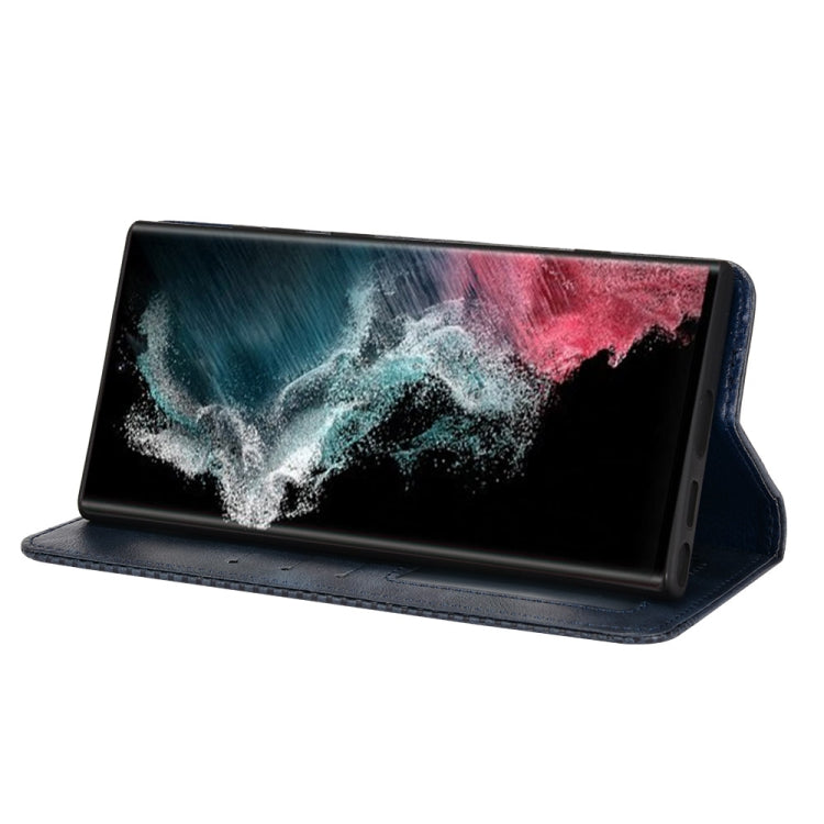 For Samsung Galaxy S22 Ultra 5G Magnetic Buckle Retro Texture Leather Phone Case