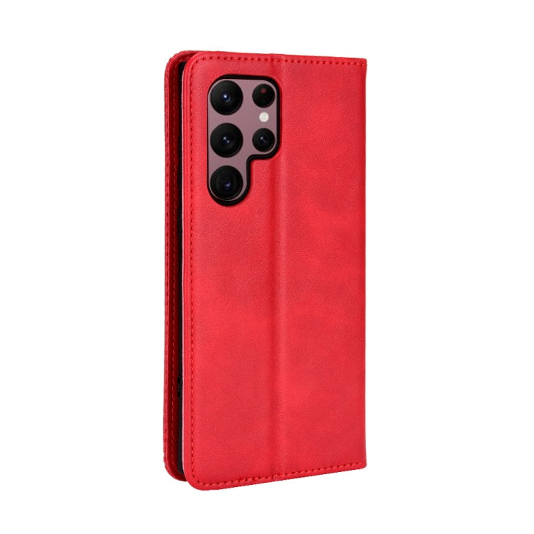 For Samsung Galaxy S22 Ultra 5G Magnetic Buckle Retro Texture Leather Phone Case