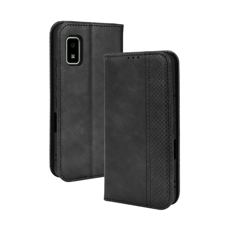 For Sharp Aquos Wish Magnetic Buckle Retro Texture Leather Phone Case