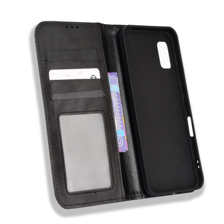 For Sharp Aquos Wish Magnetic Buckle Retro Texture Leather Phone Case